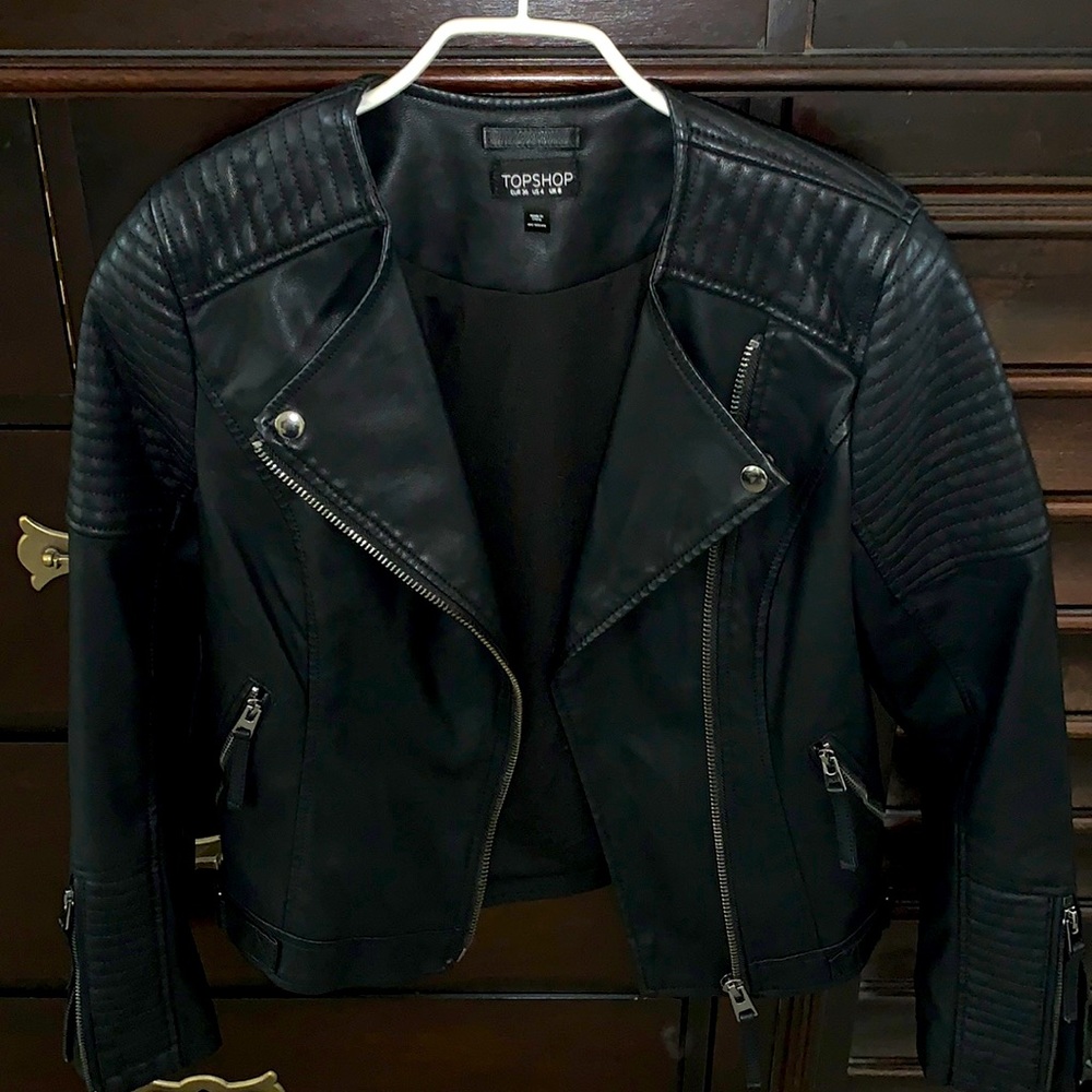 Top Shop Vegan Black Leather Moto Jacket
